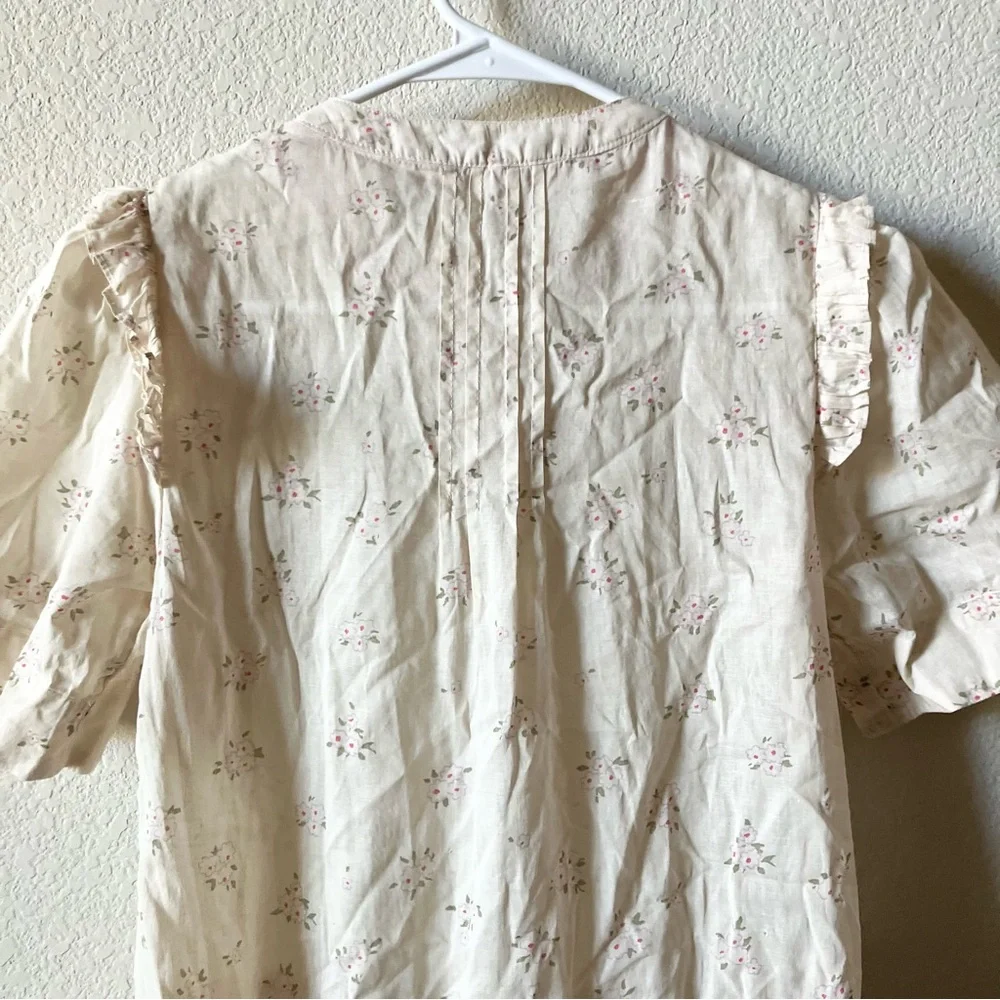 Free People Cottagecore Prairie Boho Oversized 70s Cotton Puff Sleeve Dress XS - Picture 11 of 16